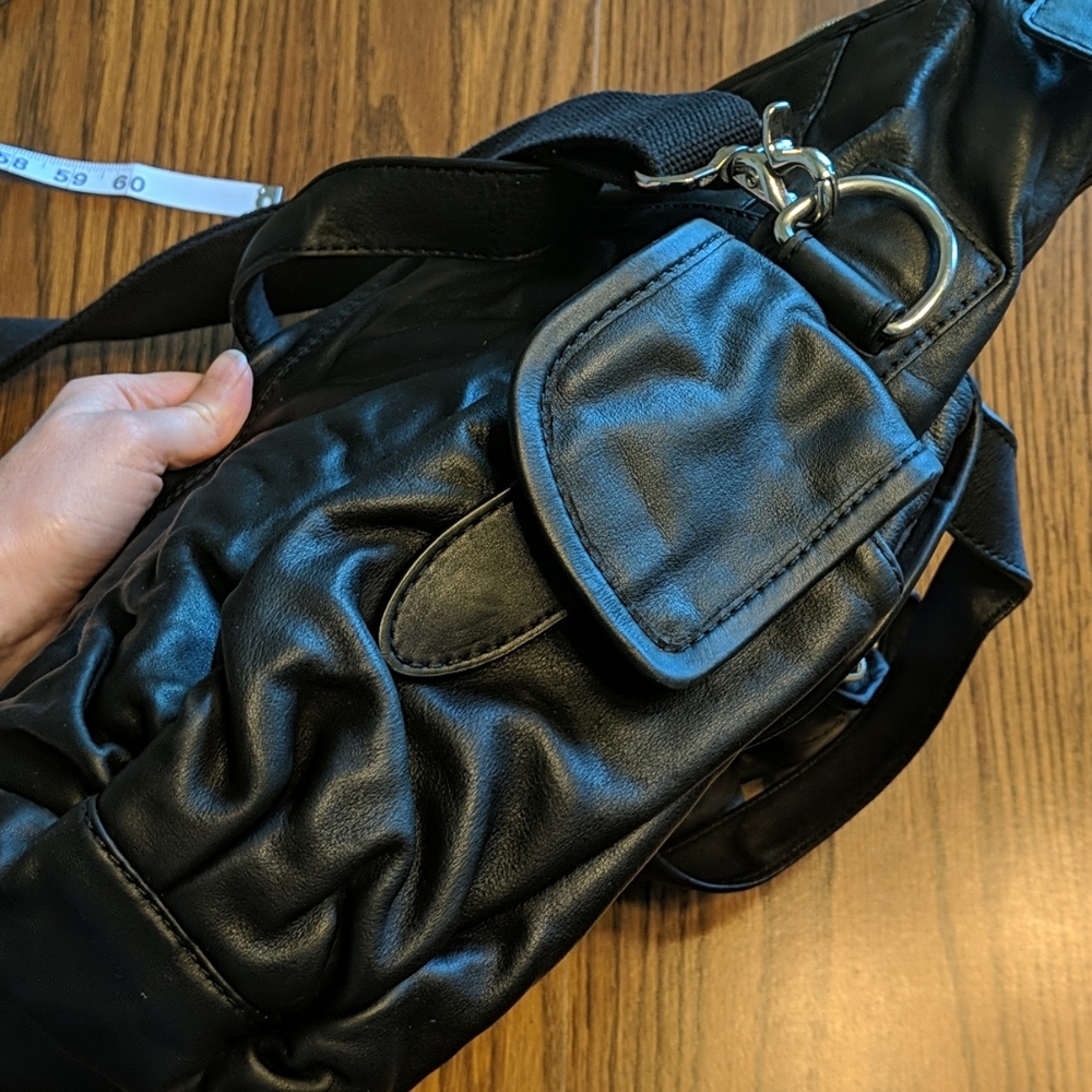 Cole Haan Black Leather Laptop Bag with Shoulder Strap - Picture 13 of 15